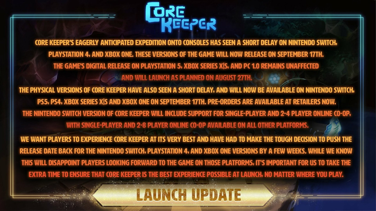 《核心守護者》NS、PS4、Xboxone版宣布跳票!9月發售 《核心守護者》NS、PS4、Xboxone版宣布跳票!9月發售