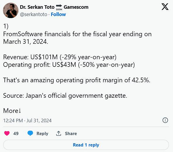 甜蜜的苦惱!《艾爾登法環》開發商FS社收入正在下降 甜蜜的苦惱!《艾爾登法環》開發商FS社收入正在下降