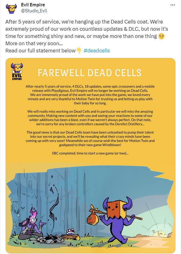 《死亡細胞》將結束更新支援 開發組專注於新項目開發