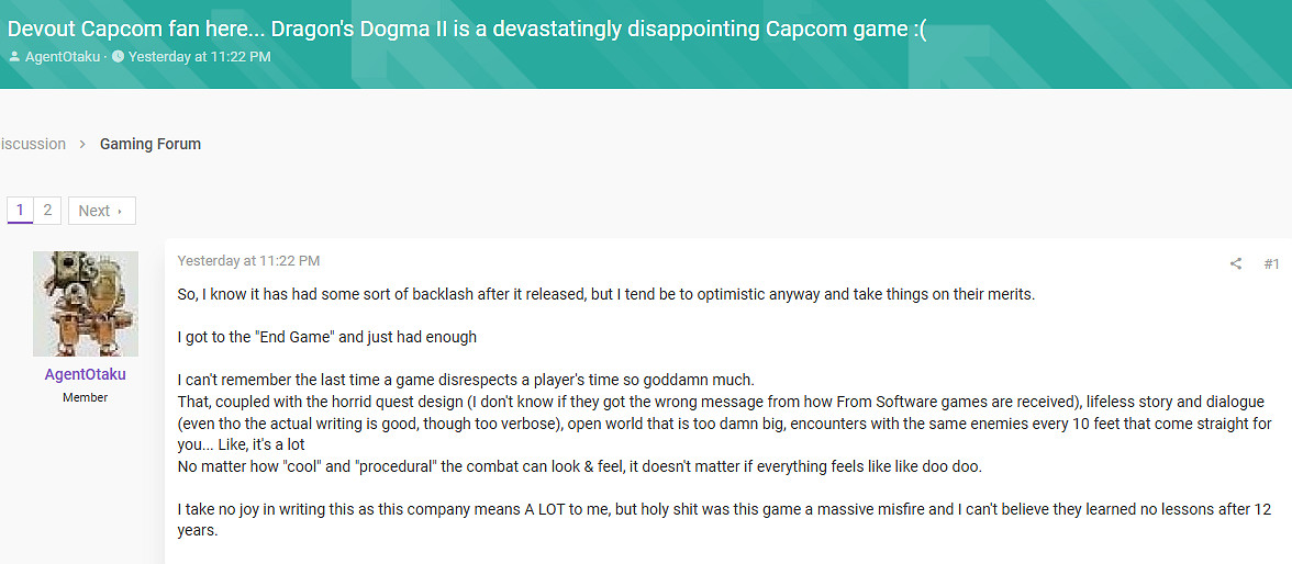 外網網友吐槽:卡普空的《龍之信條2》令人極其失望 外網網友吐槽:卡普空的《龍之信條2》令人極其失望