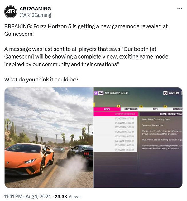 《極限競速：地平線5》將在科隆展上推出新遊戲模式