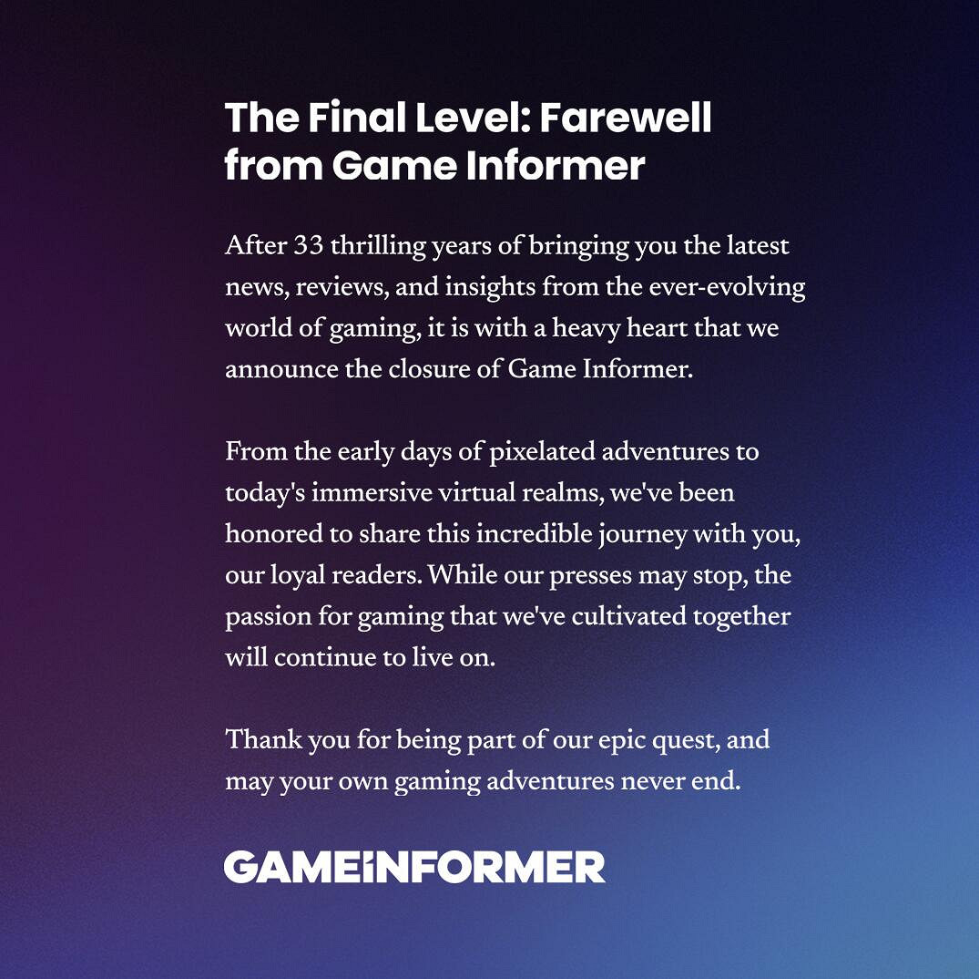 美國知名遊戲雜誌《Game Informer》宣布停刊 美國知名遊戲雜誌《Game Informer》宣布停刊