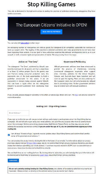 歐洲玩家發起請願 保證多人遊戲即使停服也始終可玩 歐洲玩家發起請願 保證多人遊戲即使停服也始終可玩