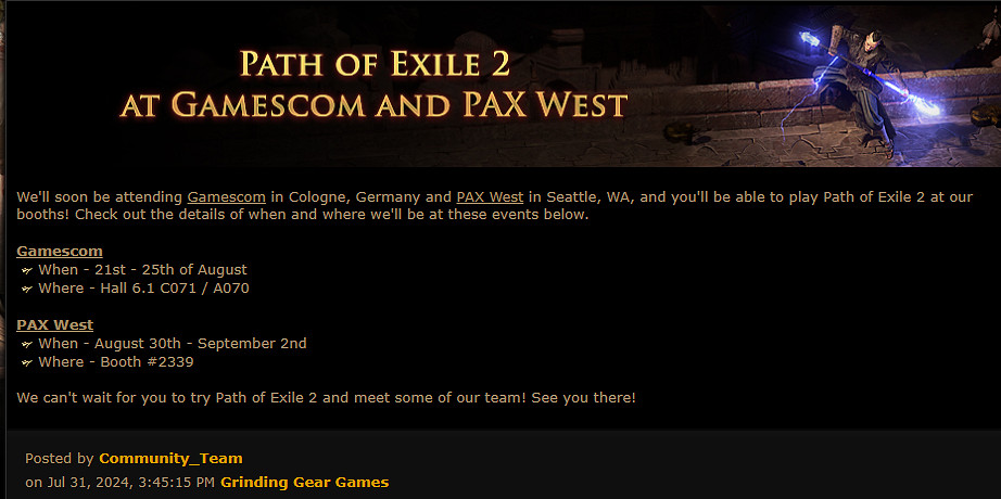 《流亡黯道2》確認參加科隆展!官方將在現場舉行試玩 《流亡黯道2》確認參加科隆展!官方將在現場舉行試玩