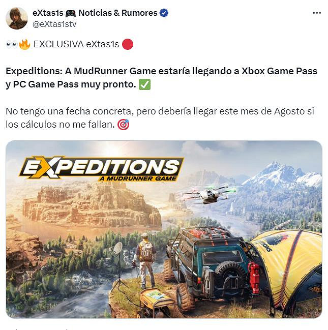 越野模擬遊戲《遠征:泥濘奔馳》將來有可能於八月加入 Xbox Game Pass (XGP) 越野模擬遊戲《遠征:泥濘奔馳》將來有可能於八月加入 Xbox Game Pass (XGP)