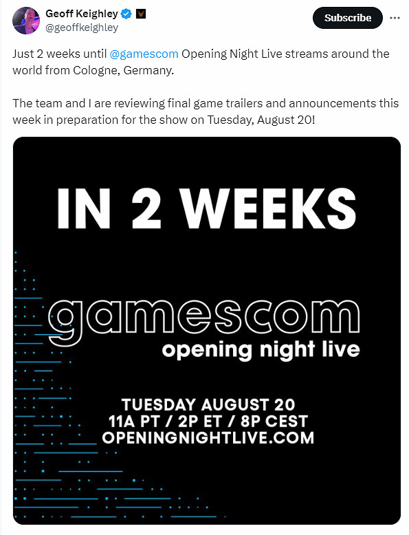 距離科隆遊戲展開幕僅剩兩周!主持人“X”發文預熱 距離科隆遊戲展開幕僅剩兩周!主持人“X”發文預熱