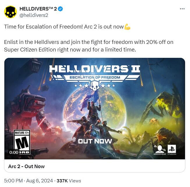 《絕地戰兵2》“自由升級”更新上線!官方發文慶祝 《絕地戰兵2》“自由升級”更新上線!官方發文慶祝