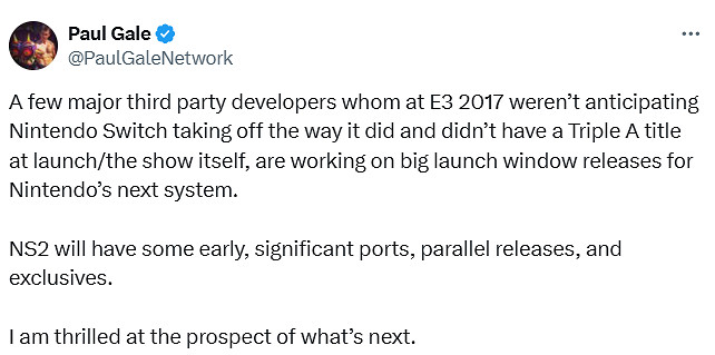 分析師稱:第三方開發商正在為Switch2開發重磅大作! 分析師稱:第三方開發商正在為Switch2開發重磅大作!