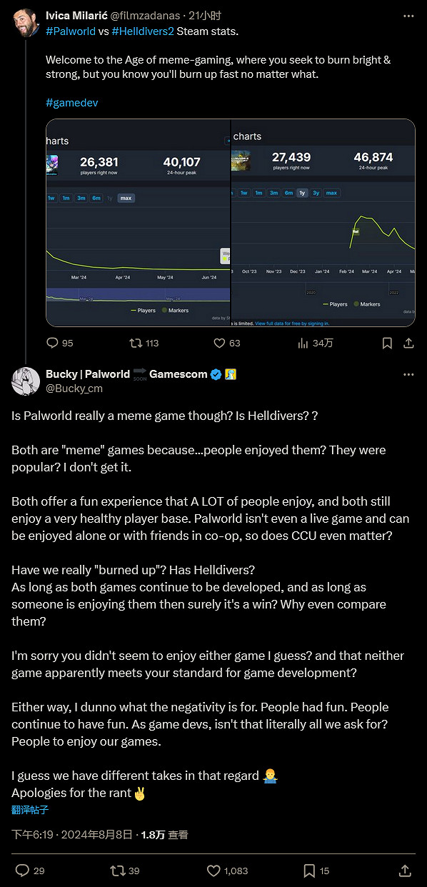 社區經理反駁:《幻獸帕魯》和《絕地戰兵2》好景仍長 社區經理反駁:《幻獸帕魯》和《絕地戰兵2》好景仍長