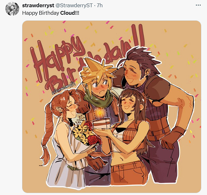 今天是《最終幻想7》男主克勞德生日！官方發文慶生