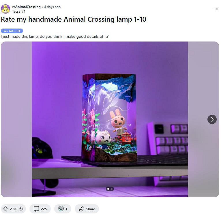 手太巧了!《動物森友會》粉絲自製&quot;仰韶和小潤&quot;定製燈