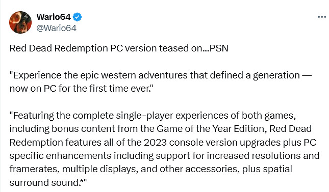 曝《荒野大鏢客:救贖》即將登陸PC！PC版介紹已曝光