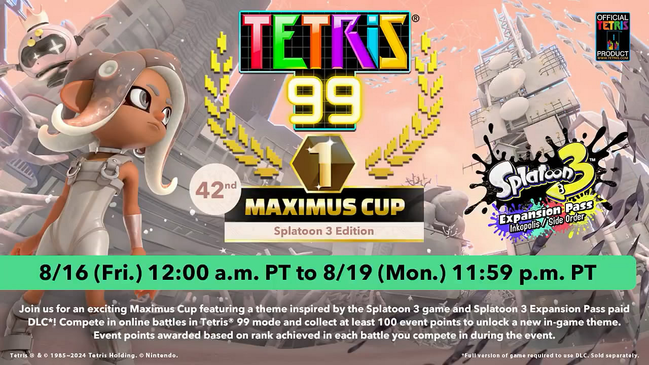 《俄羅斯方塊99》連動《斯普拉遁3 秩序篇》現已開啟