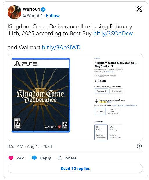 零售商訊息泄露《天國:拯救2》或跳票至2025年2月11日 零售商訊息泄露《天國:拯救2》或跳票至2025年2月11日