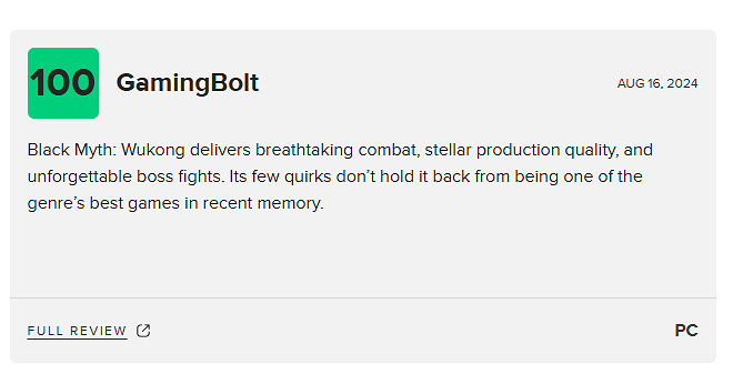 《黑神話》M站均分82：該類型遊戲中最好的作品之一！