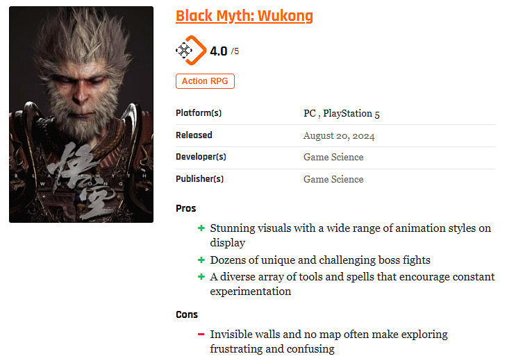 《黑神話》外媒thegamer 4/5分：類魂粉絲的必玩之作!