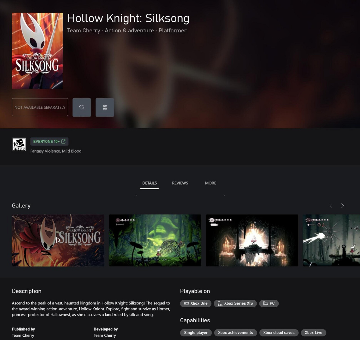 《空洞騎士：絲綢之歌》 Xbox商店頁面已上線