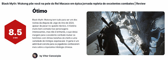 IGN巴西再次稱讚《黑神話:悟空》:年度遊戲候選之一 IGN巴西再次稱讚《黑神話:悟空》:年度遊戲候選之一
