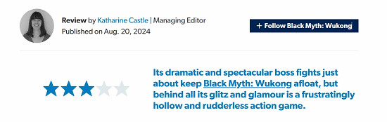 《黑神話悟空》Eurogamer三星評測:華麗戰鬥挑戰不足 《黑神話悟空》Eurogamer三星評測:華麗戰鬥挑戰不足