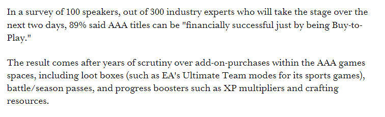 絕大多數開發人員表示內購對“3A遊戲”沒什麽影響