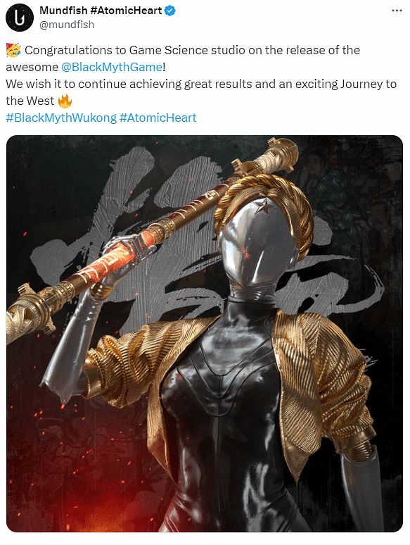 舞伶手持金箍棒!《原子之心》發文祝賀《黑神話》發售 舞伶手持金箍棒!《原子之心》發文祝賀《黑神話》發售