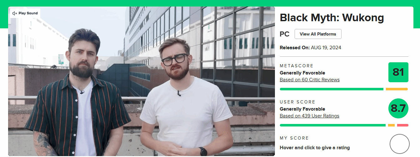 《黑神話：悟空》M站評分一降再降！10%的玩家給出差評