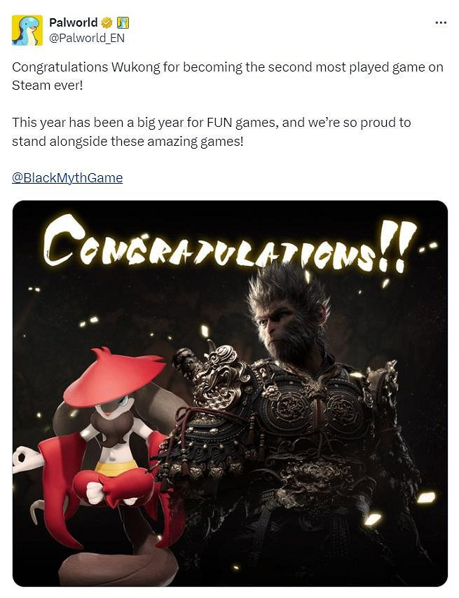 國外遊戲開發商紛紛發文祝賀《黑神話:悟空》的發售 國外遊戲開發商紛紛發文祝賀《黑神話:悟空》的發售