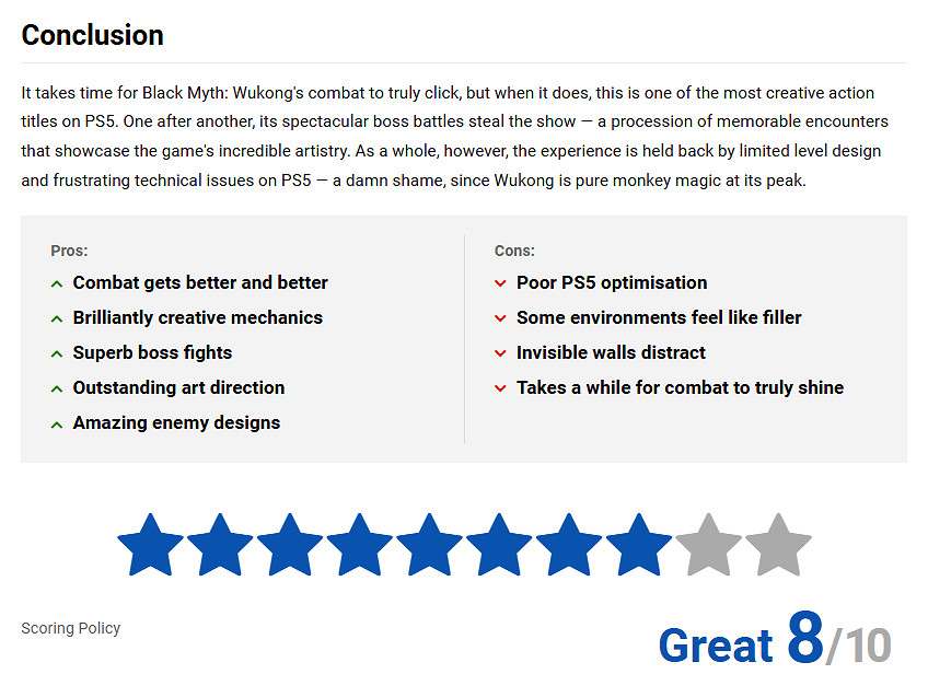 外媒測評PS5版《黑神話》:最具創意的動作遊戲之一! 外媒測評PS5版《黑神話》:最具創意的動作遊戲之一!