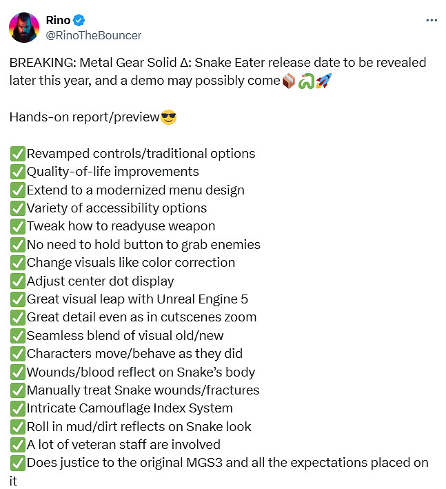 《潛龍諜影3RE》新情報匯總：多項改進 視覺提升顯著!