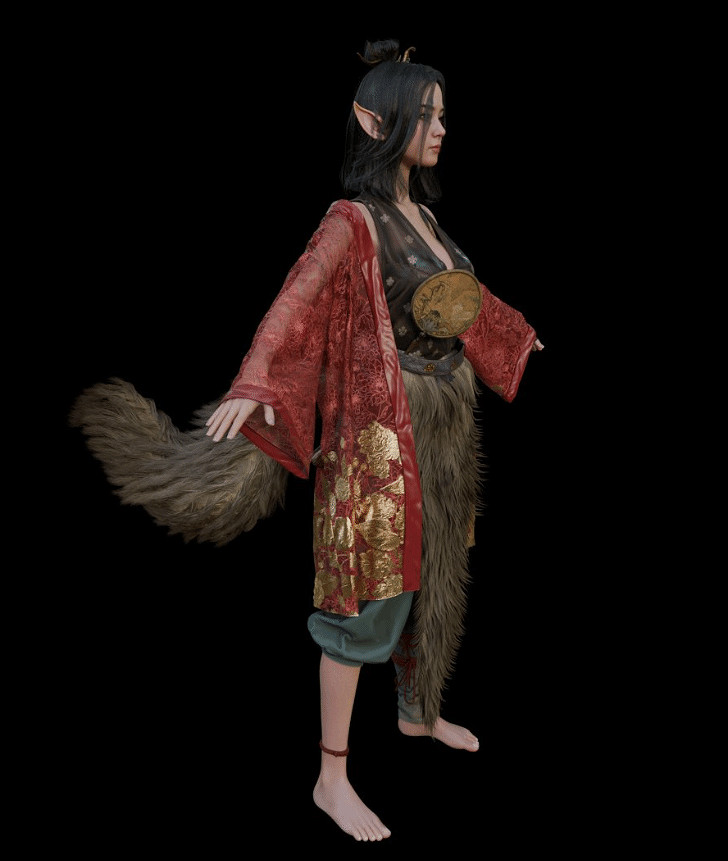 可愛又不失性感!網友提取《黑神話:悟空》狐狸精模型 可愛又不失性感!網友提取《黑神話:悟空》狐狸精模型