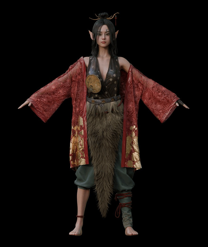 可愛又不失性感!網友提取《黑神話:悟空》狐狸精模型 可愛又不失性感!網友提取《黑神話:悟空》狐狸精模型