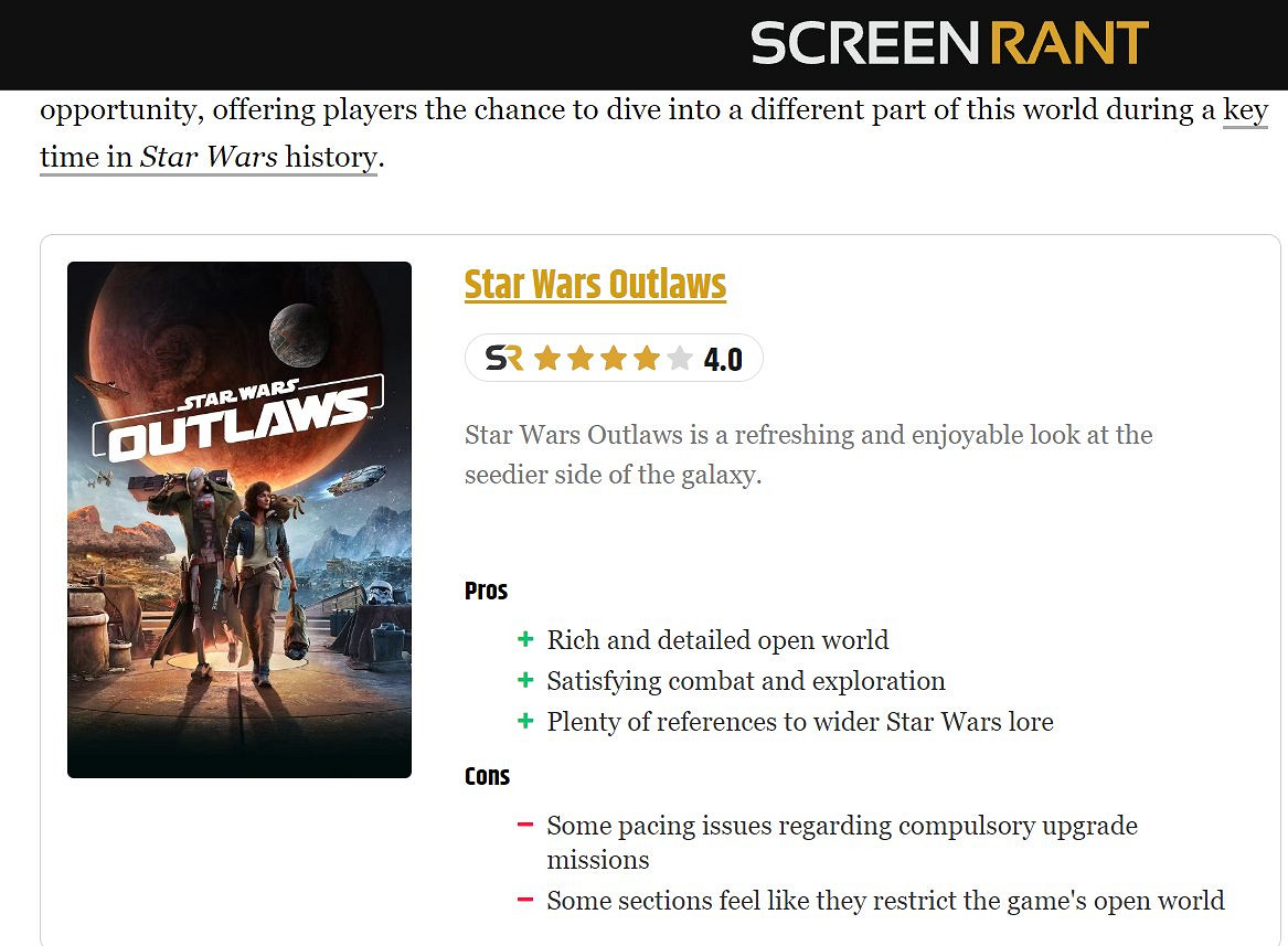 外媒給《星戰亡命之徒》打4分被吐槽:黑神話才3分! 外媒給《星戰亡命之徒》打4分被吐槽:黑神話才3分!