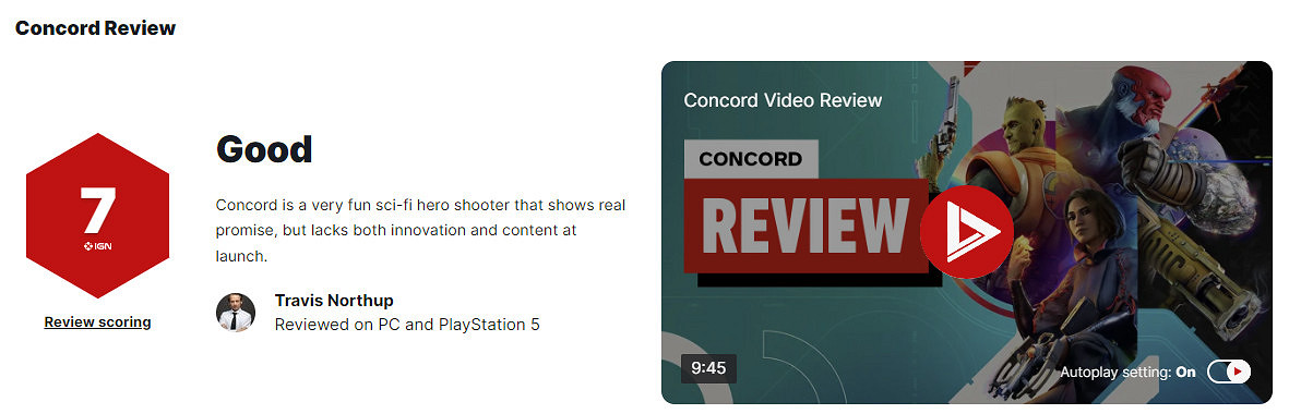 《Concord》IGN 7分 缺乏內容和創新、但值得推薦 《Concord》IGN 7分 缺乏內容和創新、但值得推薦