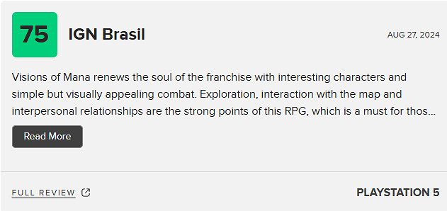 《聖劍傳說Visions of Mana》M站 75分：系列最好作品