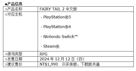 《FAIRY TAIL魔導少年2》2024年12月12日發售 首部宣傳影片登場 《FAIRY TAIL魔導少年2》2024年12月12日發售 首部宣傳影片登場