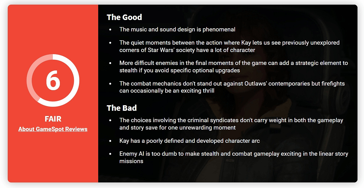 《星際大戰:亡命之徒》獲GS 6分:戰鬥機制平庸無趣 《星際大戰:亡命之徒》獲GS 6分:戰鬥機制平庸無趣