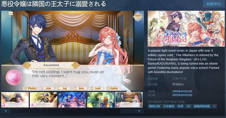 《被鄰國王子溺愛的反派女主》Steam頁面公布 不支援中文