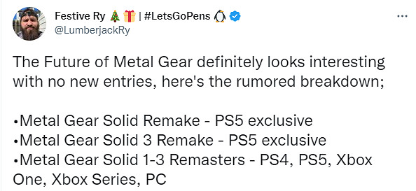 傳聞：多款《潛龍諜影》重製版、復刻版製作中