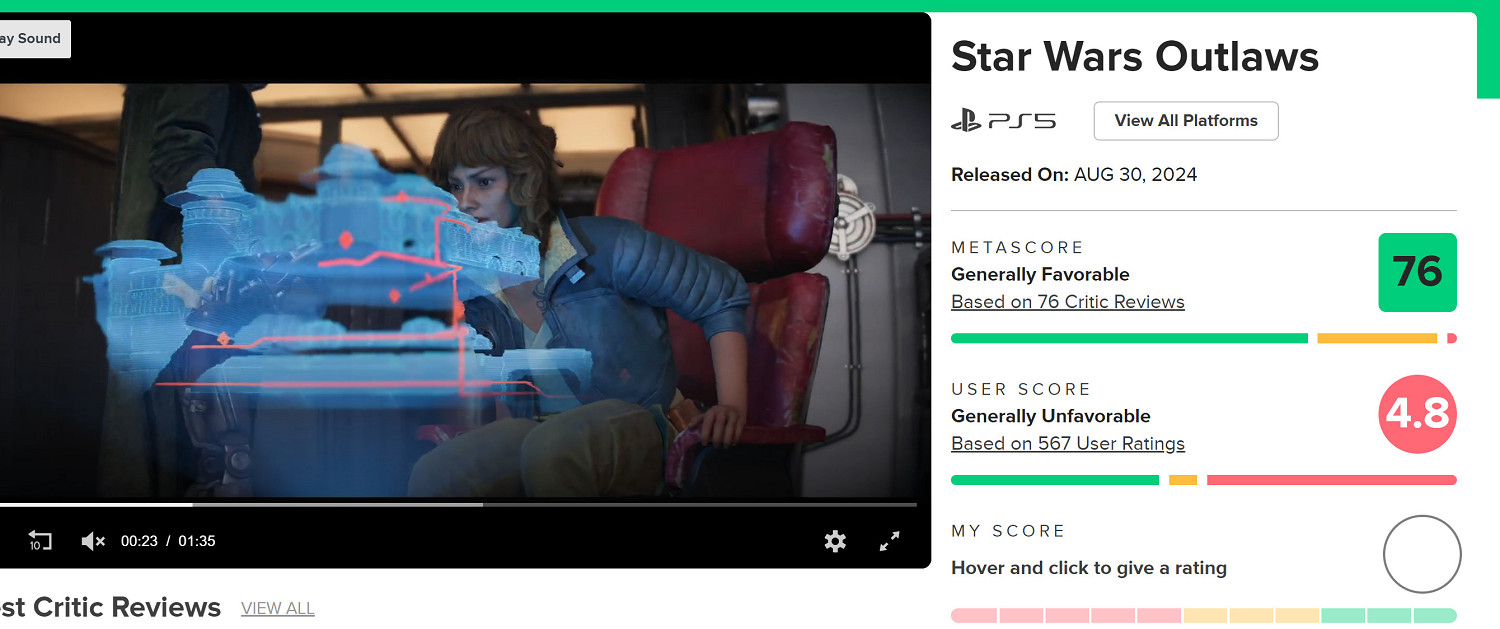 育碧“玻璃心”狠狠的碎了！《星戰亡徒》被噴到關評！