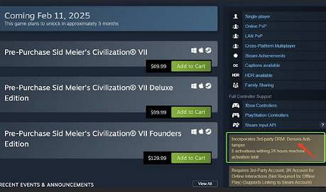 2K和開發商發文宣布《文明7》確認將使用D加密技術