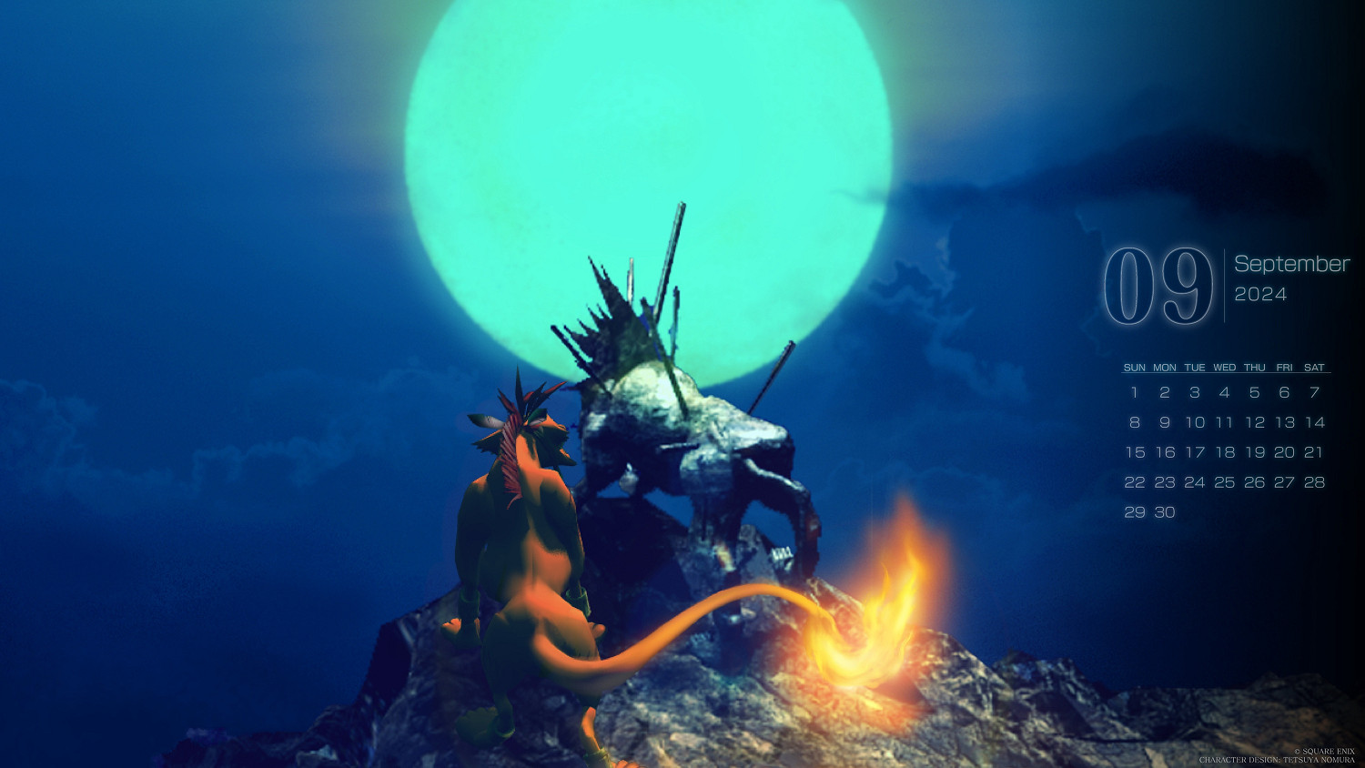 《FF7重生》9月日曆壁紙:赤紅十三和塞特共賞明月! 《FF7重生》9月日曆壁紙:赤紅十三和塞特共賞明月!