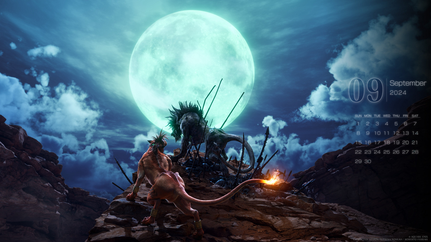 《FF7重生》9月日曆壁紙:赤紅十三和塞特共賞明月! 《FF7重生》9月日曆壁紙:赤紅十三和塞特共賞明月!