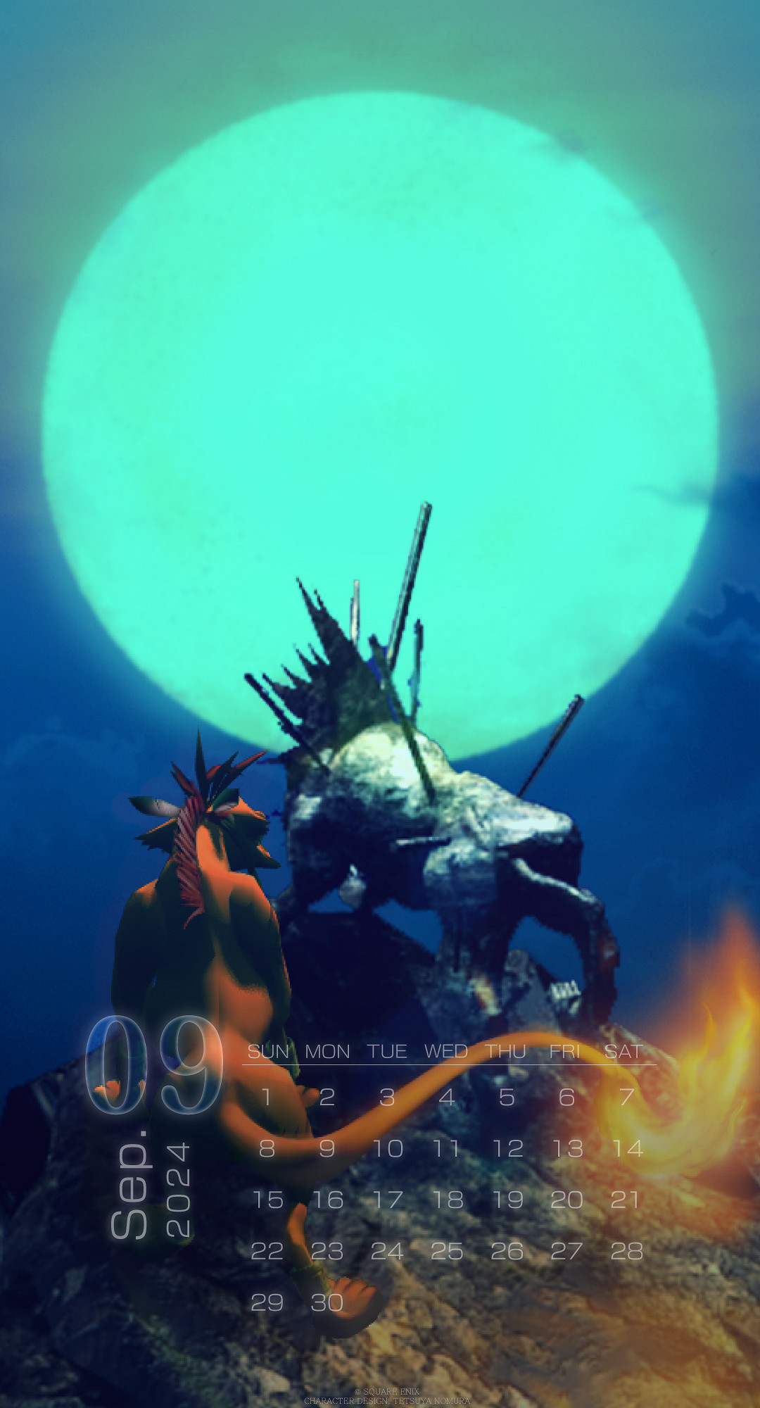 《FF7重生》9月日曆壁紙:赤紅十三和塞特共賞明月! 《FF7重生》9月日曆壁紙:赤紅十三和塞特共賞明月!