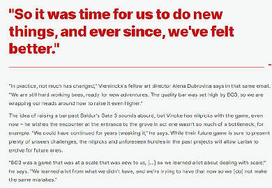 《柏德之門3》工作室稱將會把下一作的品質提升更高