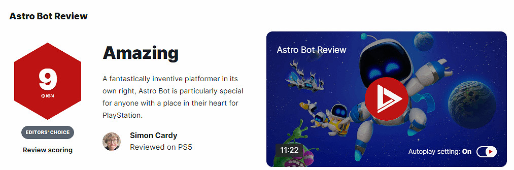 IGN解釋給《宇宙機器人》9分：今年最佳但不及瑪利歐