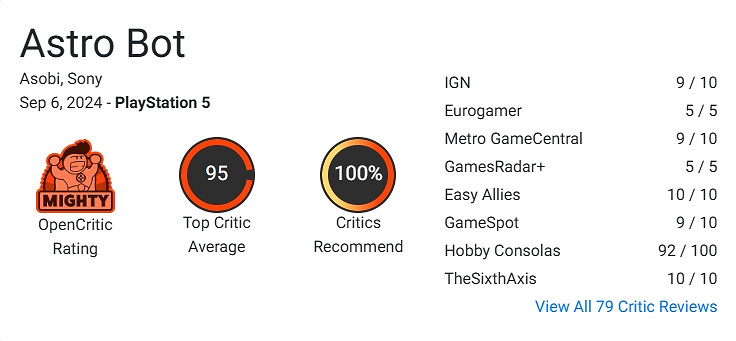 《宇宙機器人》媒體評分解禁:IGN9分 各媒體均分90+ 《宇宙機器人》媒體評分解禁:IGN9分 各媒體均分90+