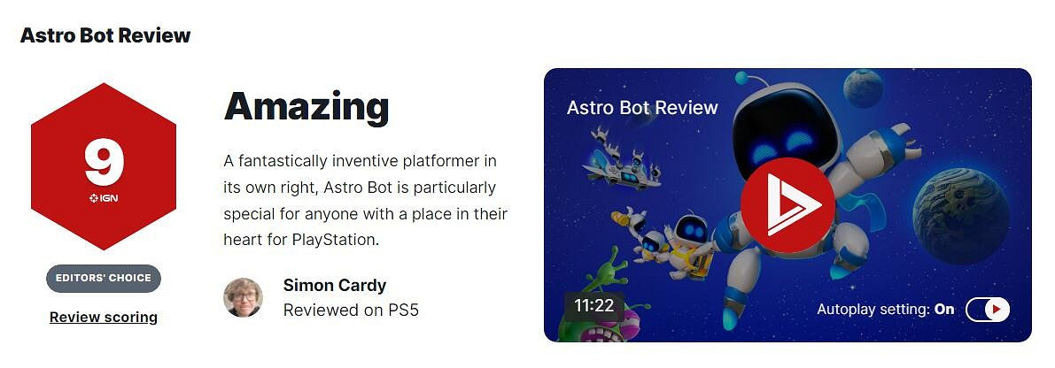 索尼《宇宙機器人》IGN 9分！媲美任天堂的驚豔之作