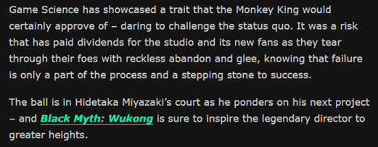 外媒稱讚《黑神話：悟空》機制：希望宮崎英高可以借鑒