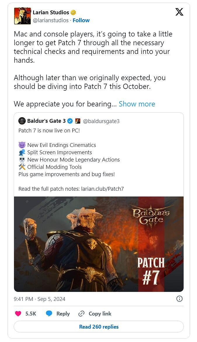 《柏德之門3》7號更新檔已登陸PC 主機/Mac需等到10月