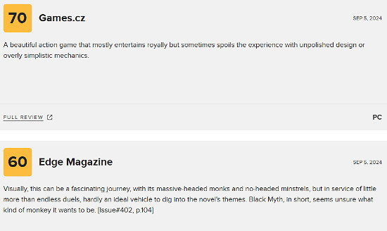 《黑神話》M站媒體評分再次下降:新評稱遊戲機制單一 《黑神話》M站媒體評分再次下降:新評稱遊戲機制單一
